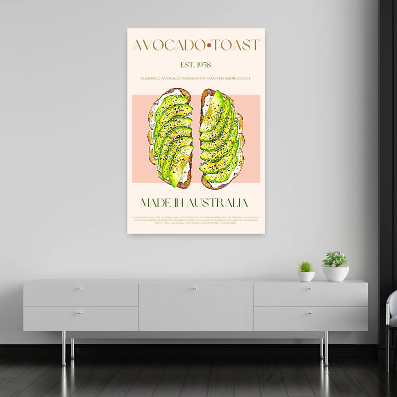 «Fresh Avocado Toast», art mural contemporain, H 60 po x l 40 po