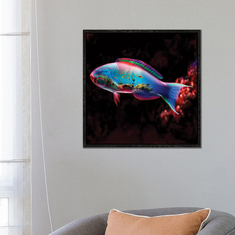 Fish by Paul Haag - Print on Canvas, Black Framed, 66.04 cm H x 66.04 cm W