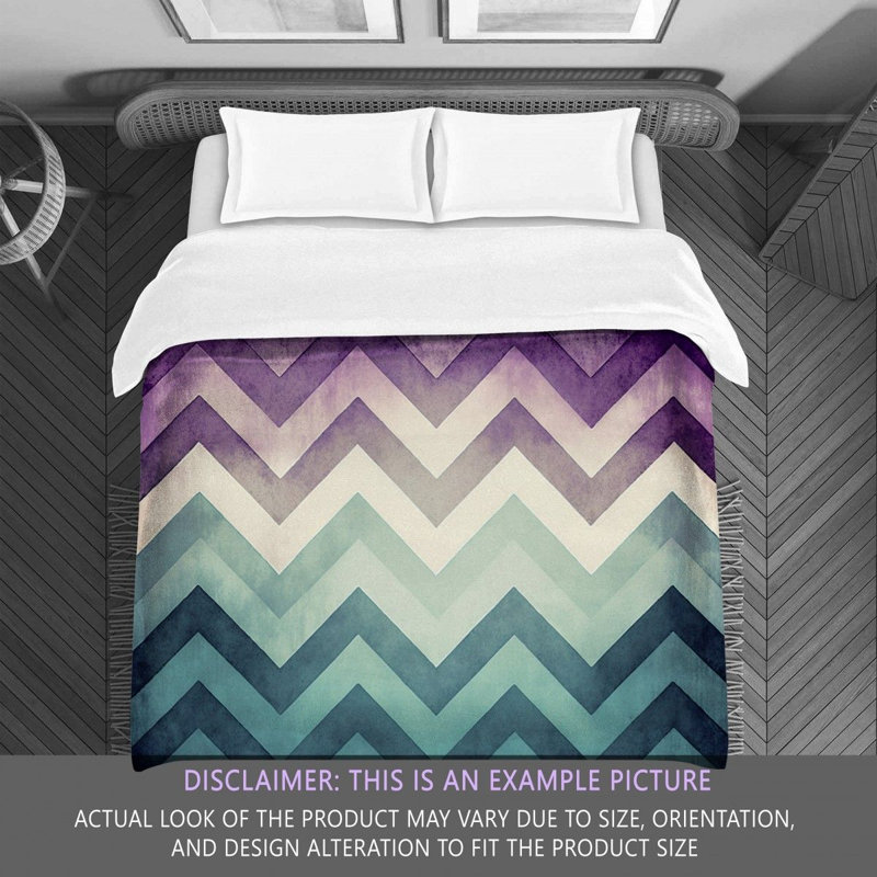 Checkered Comforter, Twin Comforter, Blue/Purple Chevron