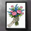 Art mural rétro noir, squelette et bouquet, impressions de style rétro-1802209776
