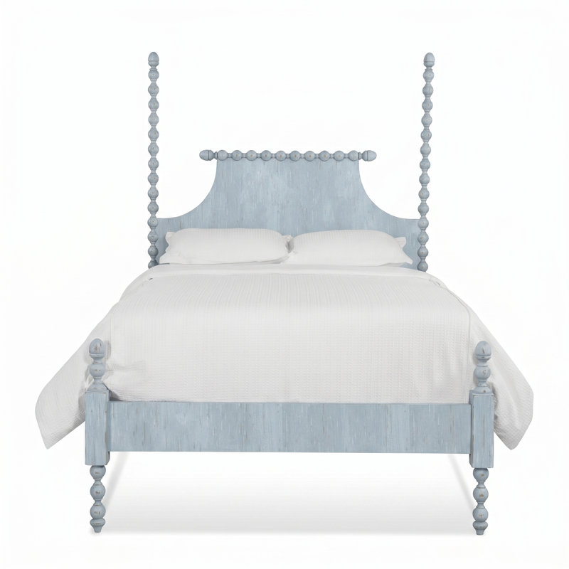 Emily Spindle Four Post Bed, Queen, Sea Glass