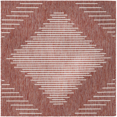 Outdoor Iris Area Rug Brick Color