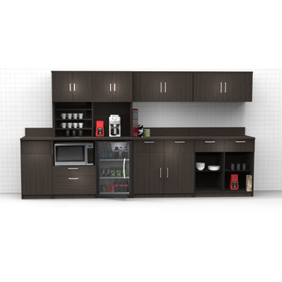 Breaktime Raised Panel 138'' W x 75'' H Brown Medium Density Fiberboard (MDF) Kitchen Cabinet Set Ready-to-Assemble