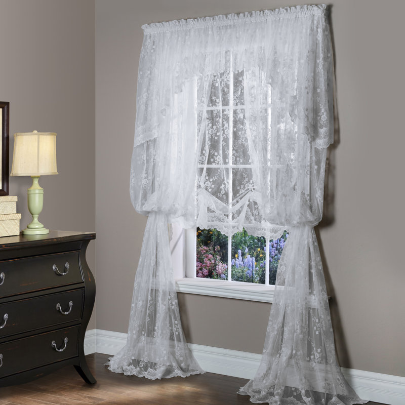 Valmer Floral Sheer Rod Pocket Single Curtain Panel, White