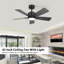 Ventilateur de plafond intelligent à 5 pales avec lumière, télécommande, moteur à courant continu réversible, pales à double finition-105501138