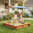 46''x46'' Kids Cedar Wood Sandbox with Adjustable Canopy & Bottom Liner, Wooden Sand Box for Backyard, Patio & Garden