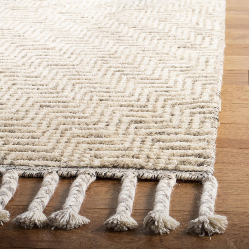 Tapis géométrique en laine / coton noué à la main Amarius, Rectangle 6 pi x 9 pi