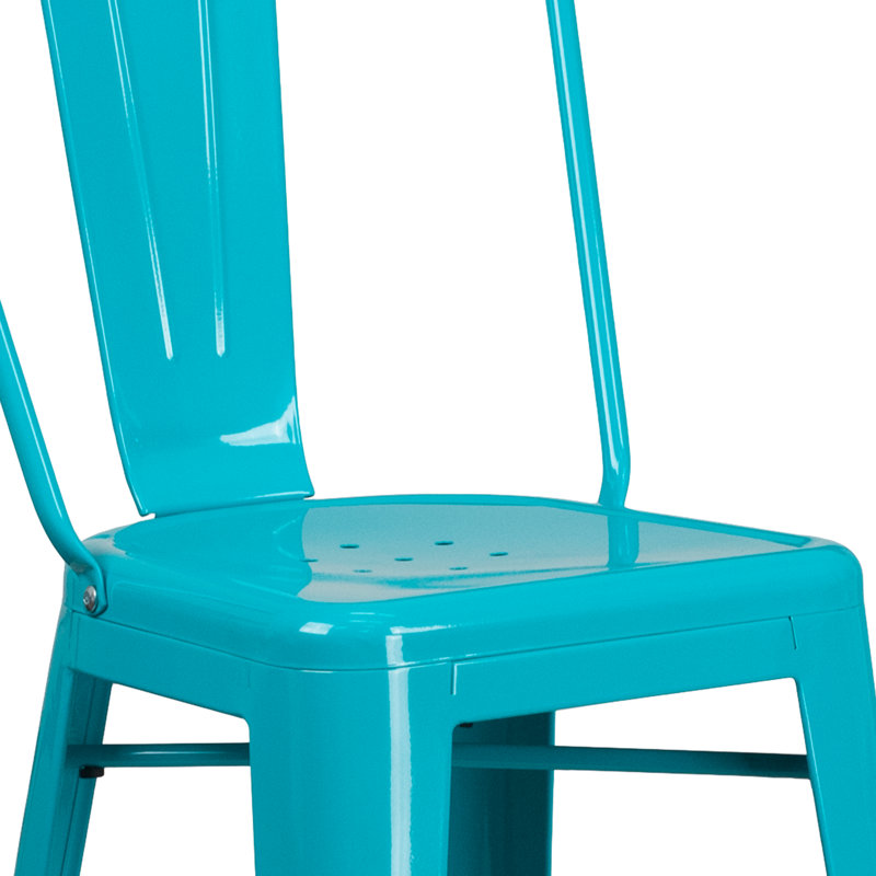 Tabouret de comptoir en métal patiné pour l'intérieur / extérieur de 24 po de hauteur Angelean - noir, Bleu