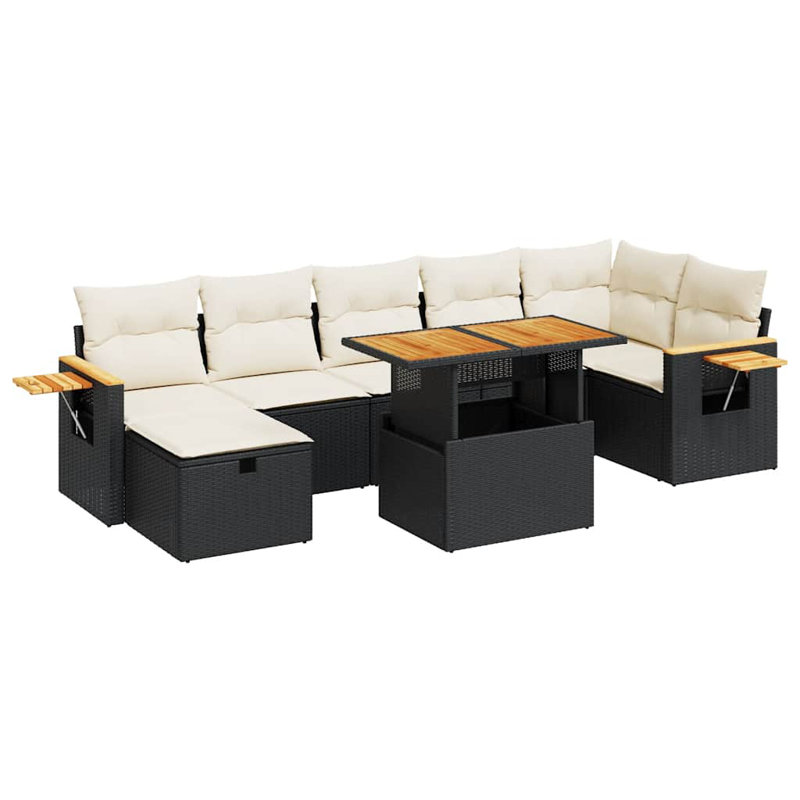 Ensemble de canapé de jardin Vidaxl, Noir, Blanc