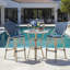 Ensemble de 2 tabourets de bar français en rotin de patio hauteur aluminium avec motif blanc et dossier en osier-1135314757