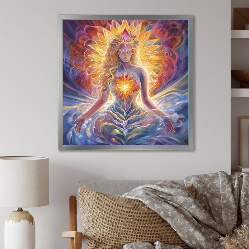 " Divine Goddess Incantations I ", 30" H x 30" W x 1" D, Silver Single Picture Framed