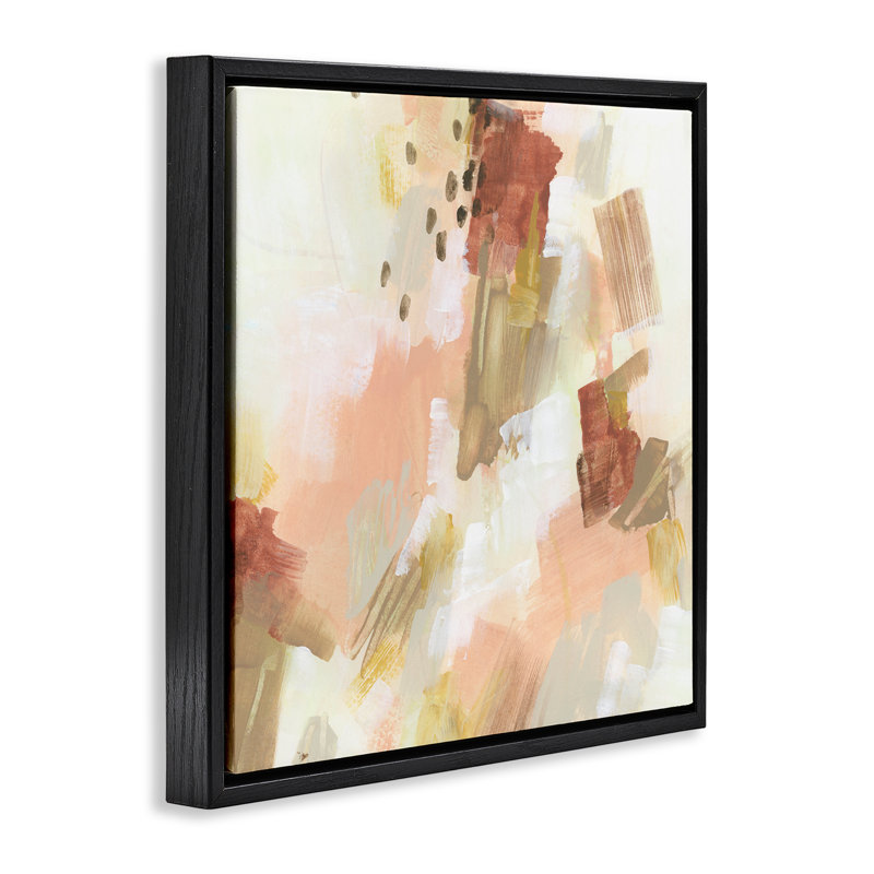"Boho Speckled", art mural encadré flottant abstrait par June Erica Vess, Cadre flottant noir de jais, H 25 po x l 25 po