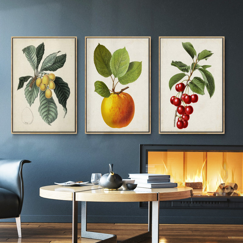 " Garden Gems I " 3 - Pieces, 27" H x 54" W, Natural Wood