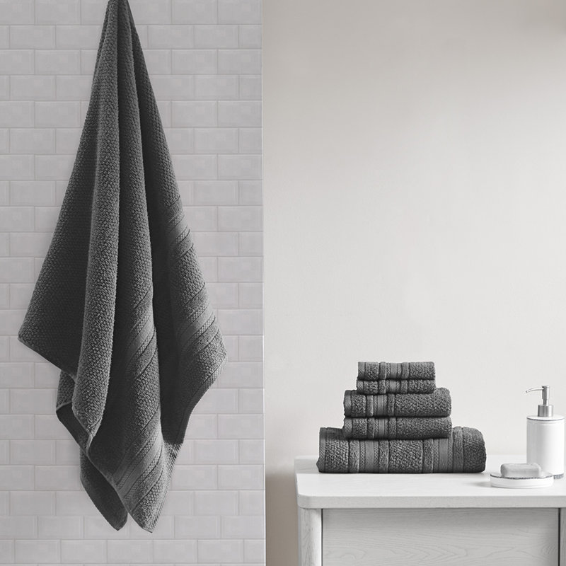 Ensemble de serviettes 100% coton Adrien, Gris foncé