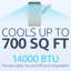 Climatiseur portatif 14 000 BTU 3-en-1 AC 750 Sq Ventilateur de refroidissement déshumidificateur Ventilateur silencieux