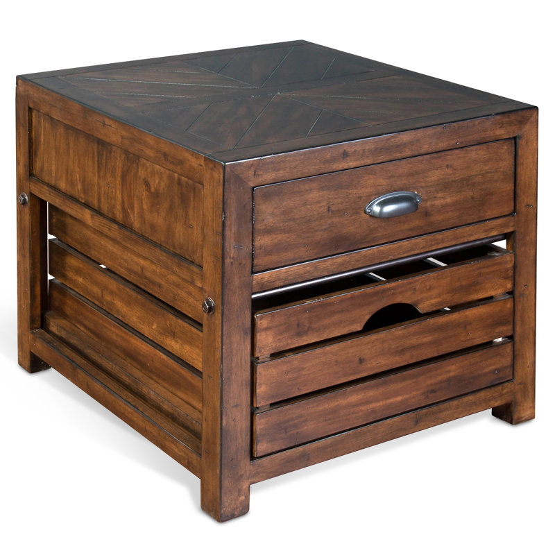 Hal Solid Wood End Table with Storage