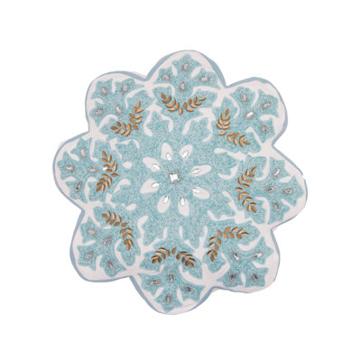 Coussin décoratif bohème chic en forme de flocon de neige 40 x 40 cm