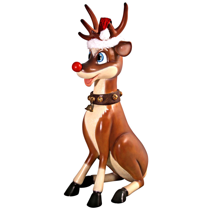 Santa's Red-Nosed Christmas Reindeer Statue