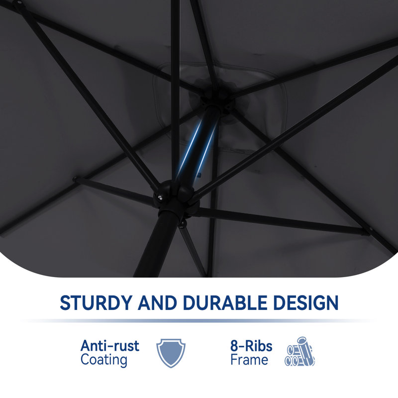 3M Large Square Paraso with UV, Garden Sun Shade Canopy Patio Outdoor Umbrella, Dark Grey
