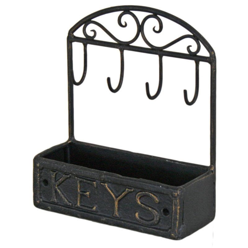 Metal Wall Organizer with Key Hooks