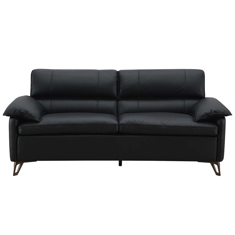 Causeuse 83 po Eilene, cuir fleur noir