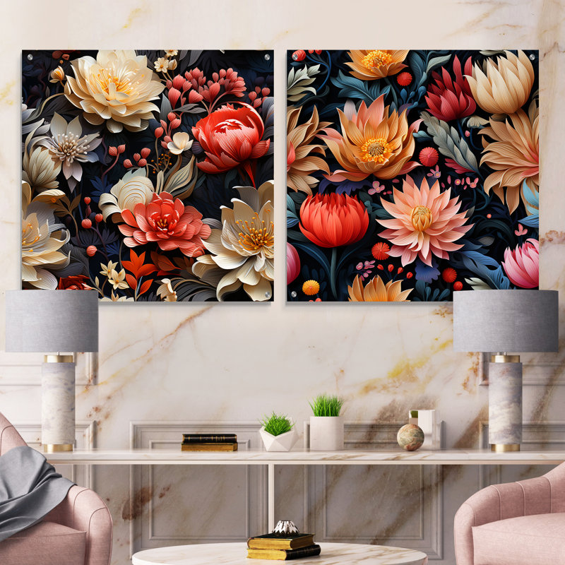 Francesca - Ensemble de 2 art mural en verre acrylique, H 36 po x l 73 po