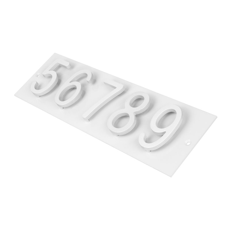 Plaque d'adresse horizontale Amgo Floating Modern, Blanc, Blanc, Oui