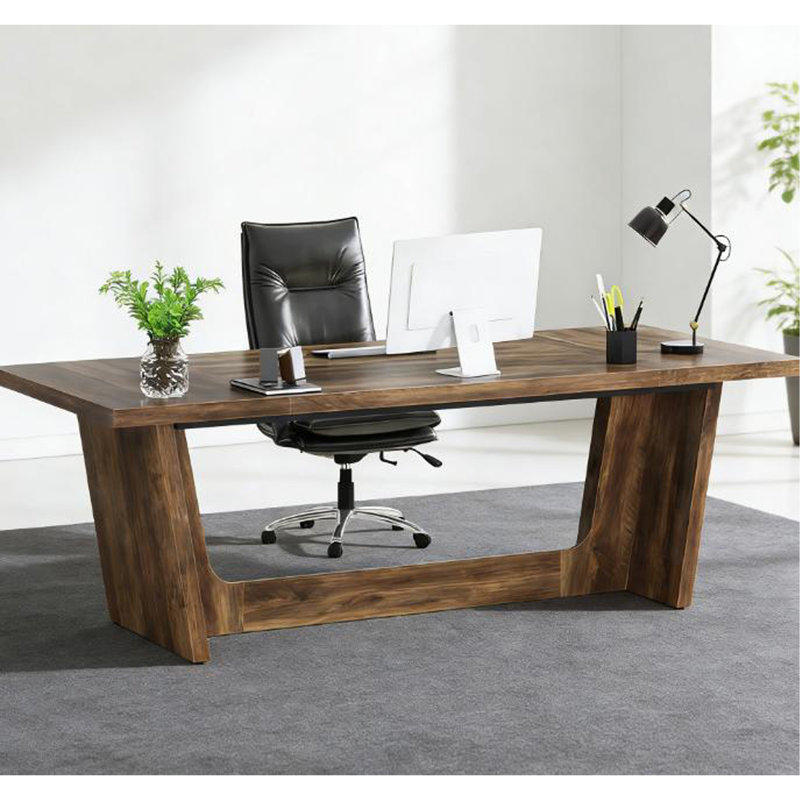Grand bureau de direction, bureau d'ordinateur industriel, table de conférence, Brun