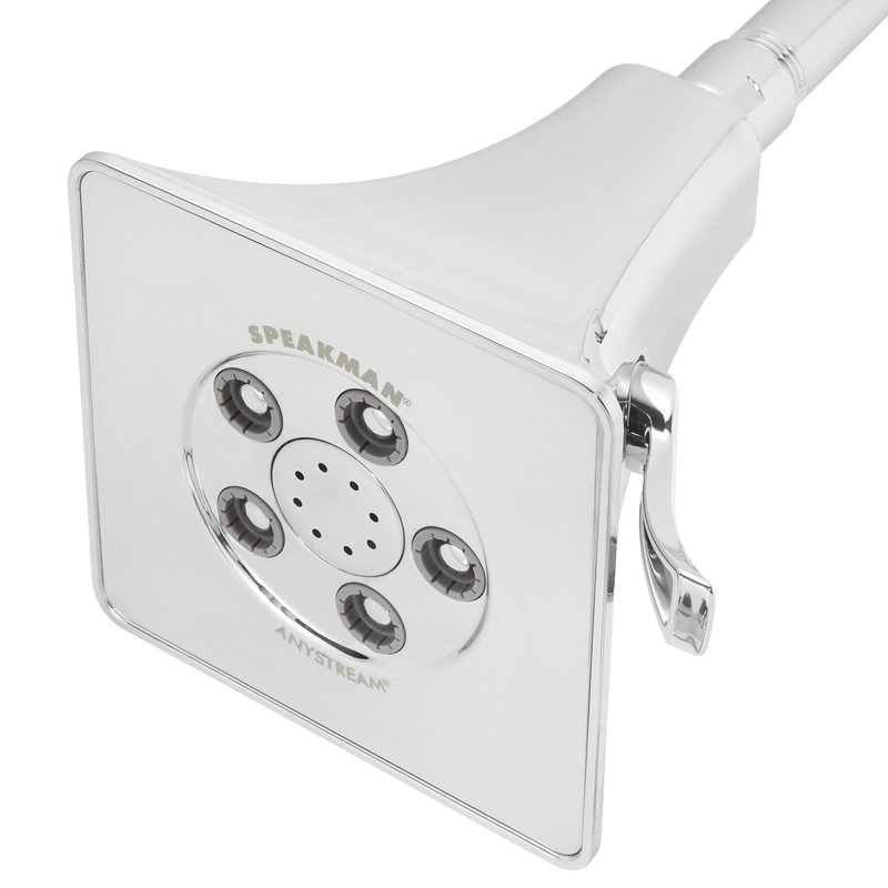 Polished Chrome Adjustable Square Wall Mounted Shower Head