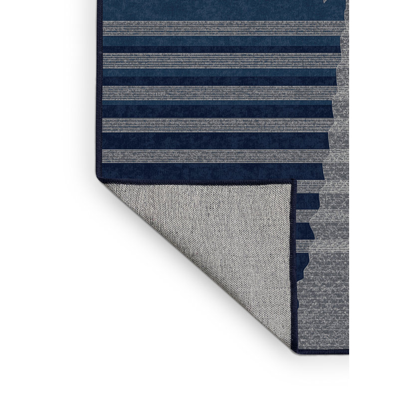 Tapis bleu marine et bleu marine à motif de fusée moderne lavable à la machine, 3 x 5