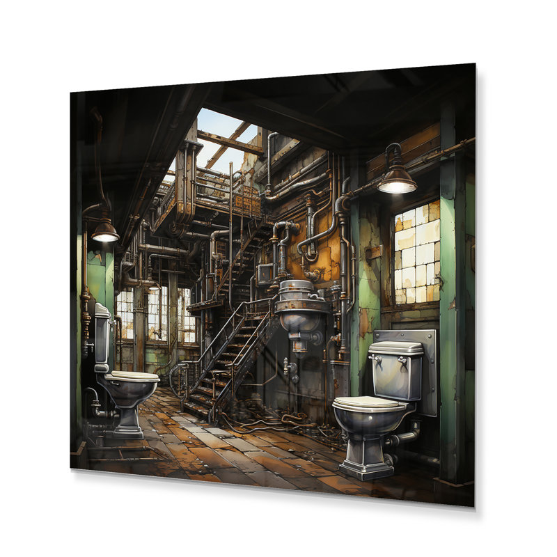 " Toilet Industrial Elegance Mixed II ", 16" H x 16" W x 1" D