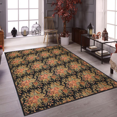 Tapis unique noir / vert 7 pi 6 po x 9 pi 4 po Pariasca