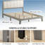 Structure de grand lit avec grain de bois élégant et tête de lit confortable et relaxante, 10 pieds, sans sommier, assemblage simple, 6,7 pouces sous le lit, support beige facile