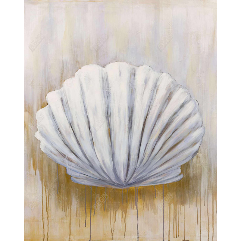 Feston Shell - Beige Marine Framed Canvas for Home Decor, 61.25" H x 49.25" W