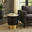 20" Gold Pedestal Accent Table Marble Top, White/Black