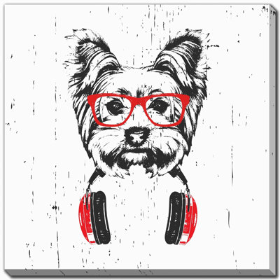 Yorkshire terrier avec style, art mural sur toile