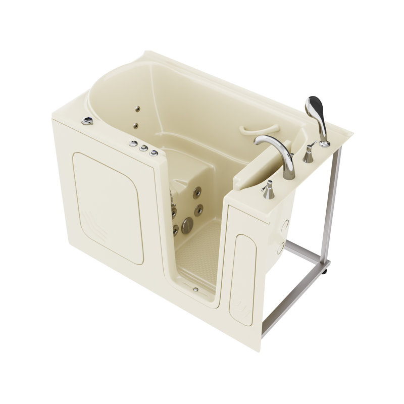 Therapeutic Tubs 30 in. x 54 in. Right Drain Quick Fill Walk-In Whirlpool Tub with Powered Fast Drain in Biscuit, Right
