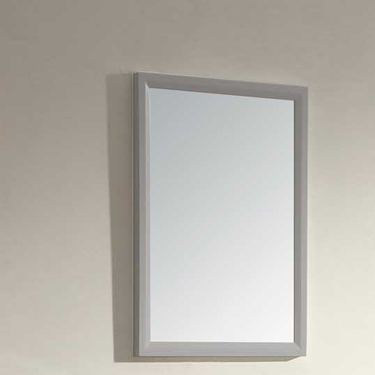 Wood Rectangle Wall Mirror, Light Gray