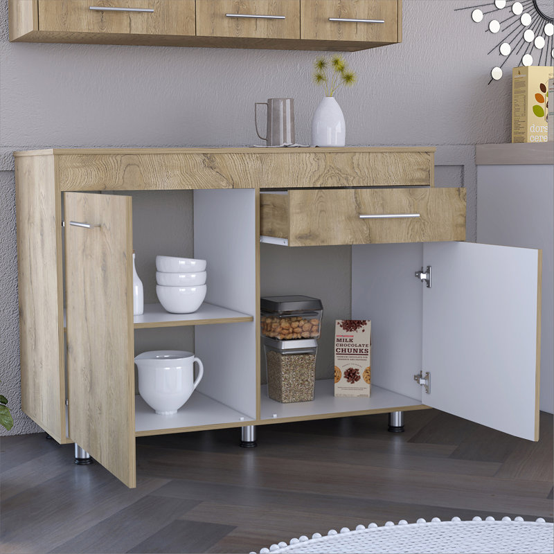 Armoire utilitaire Orion, un tiroir, une porte double - blanc / Macadamia