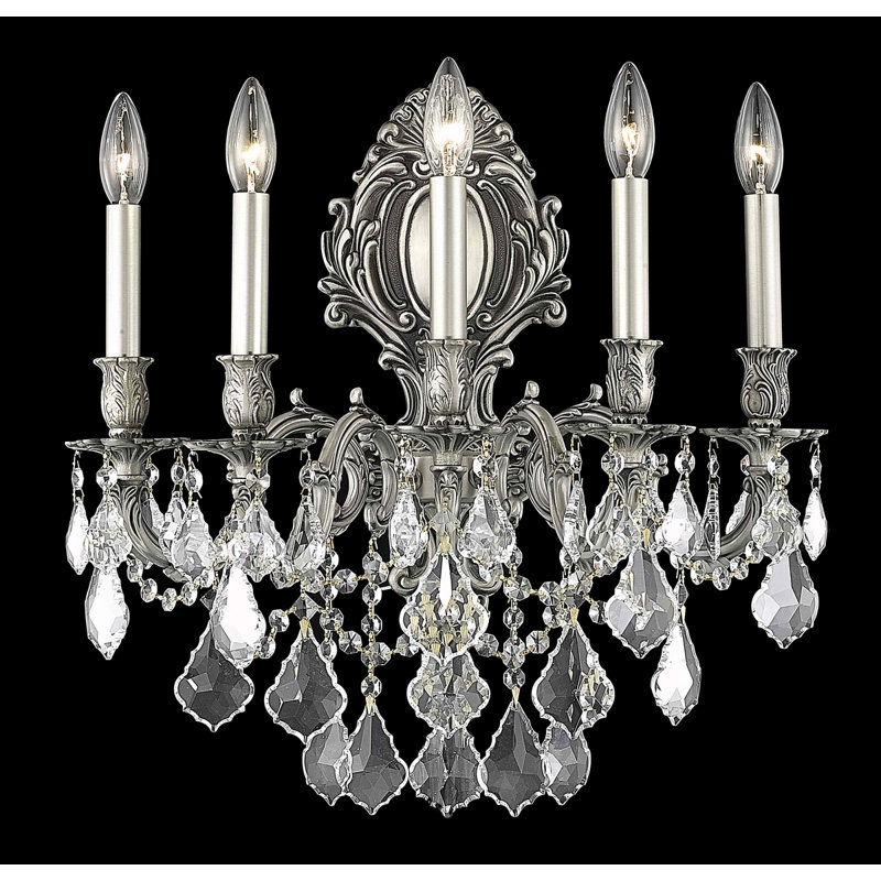 Aadyn Candle Wall Light, Crystal (Clear) / Royal Cut, Pewter