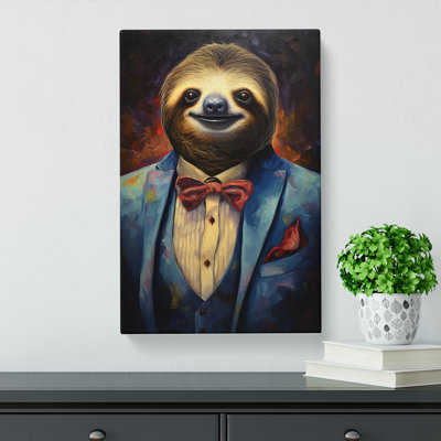 Sloth In A Suit - Wrapped Canvas Print