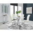 Caba Modern High Gloss and Chrome 4 Seat Dining Table Set with Luxury Faux Leather Dining Chairs