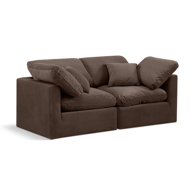 Itala 70'' Velvet Loveseat, Brown Velvet