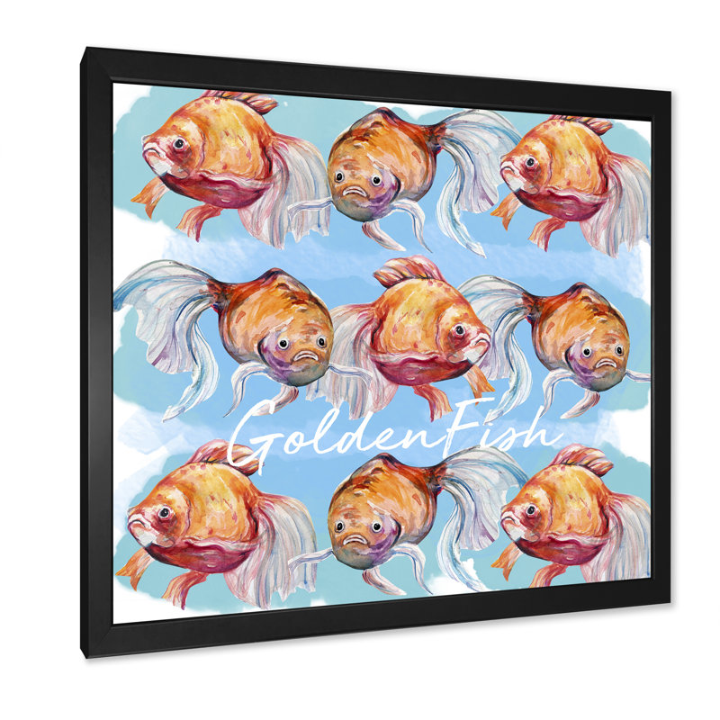 Aquarelle, art du poisson III - sur, Cadre photo noir, H 16 po x l 16 po x P 1 po