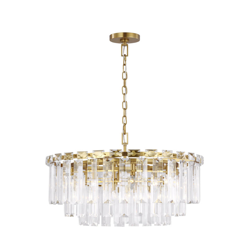 Arden Chandelier, Burnished Brass, 18.75" H x 32.88" W x 32.88" D