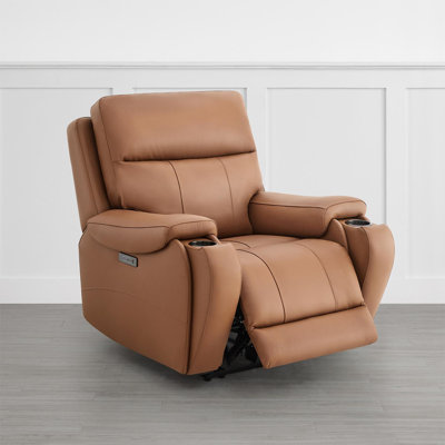 Fauteuil inclinable électrique double en cuir véritable Caritina