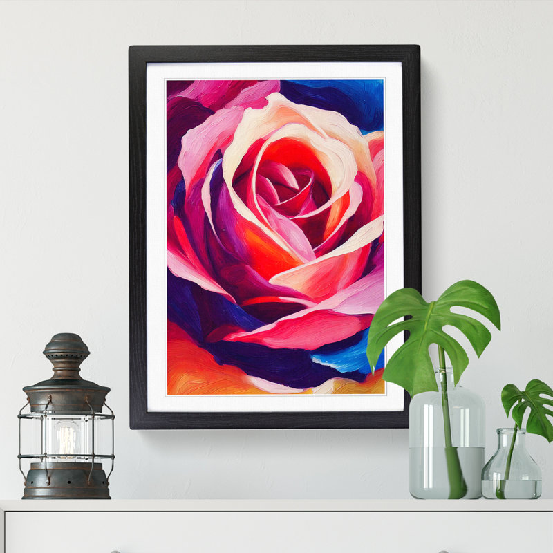 Rose Flower Vol.4 - Single Picture Frame Painting, 34cm H x 25cm W x 2cm D, Oak