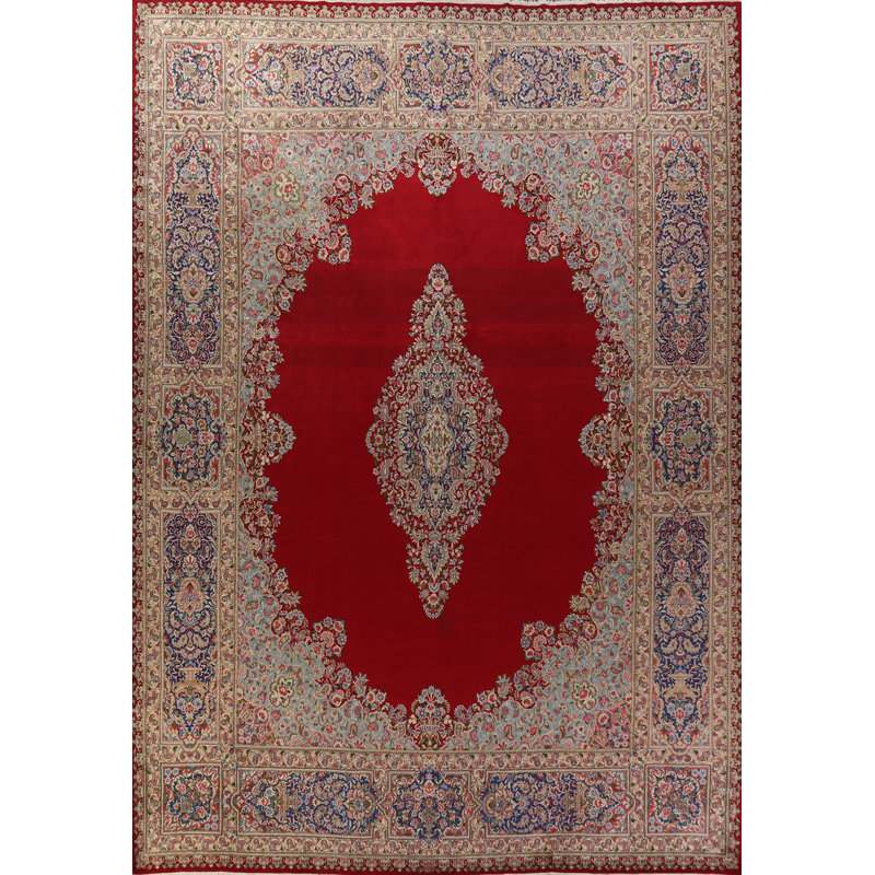 Tapis traditionnel rouge à motif de légumes 13 x 17