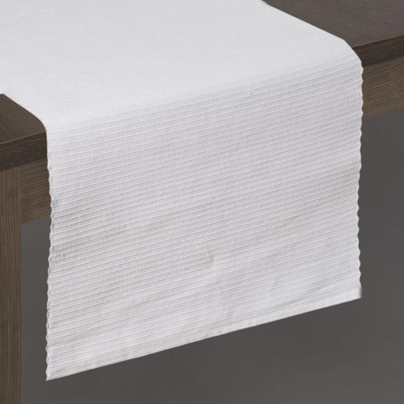 Striped Table Runner, White