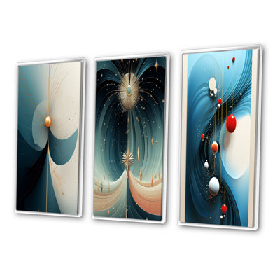 " Secrets Of Desire Abstract In Circular Blue V " 3 - Pieces
